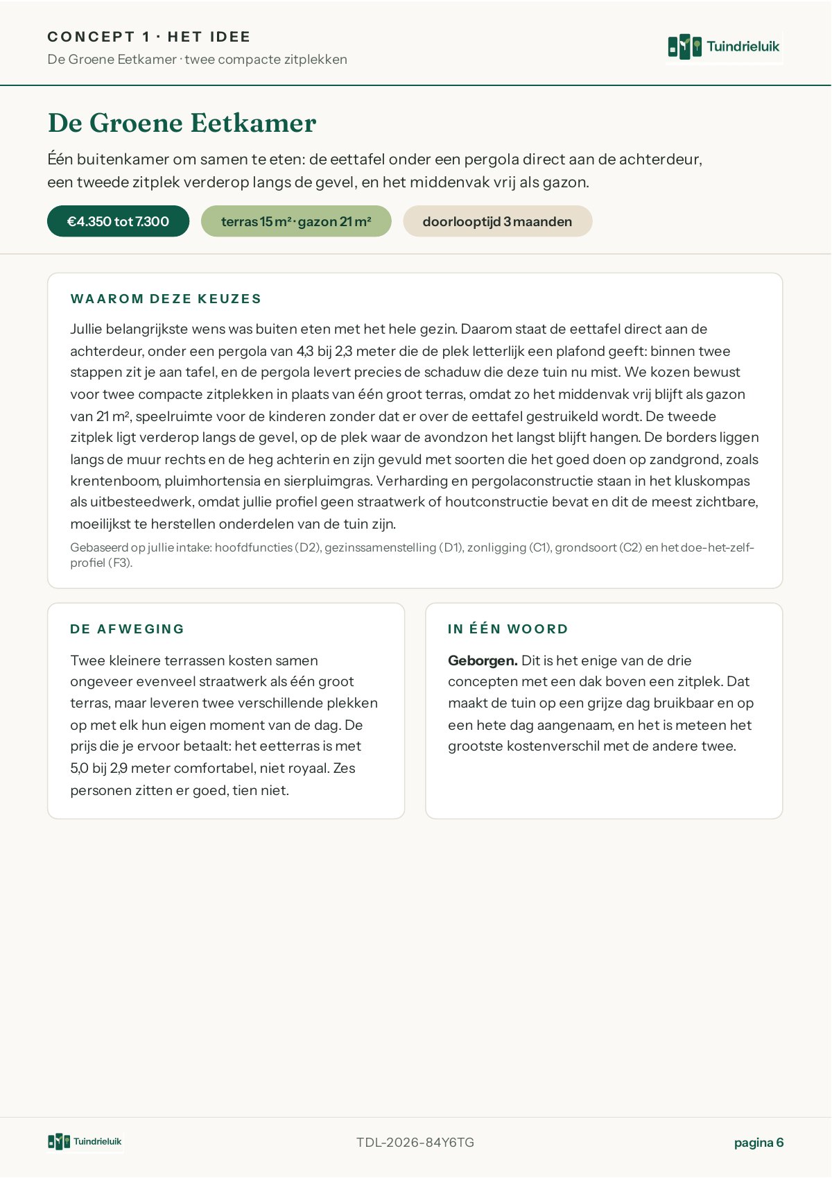 Concept 1 De Groene Eetkamer, het idee