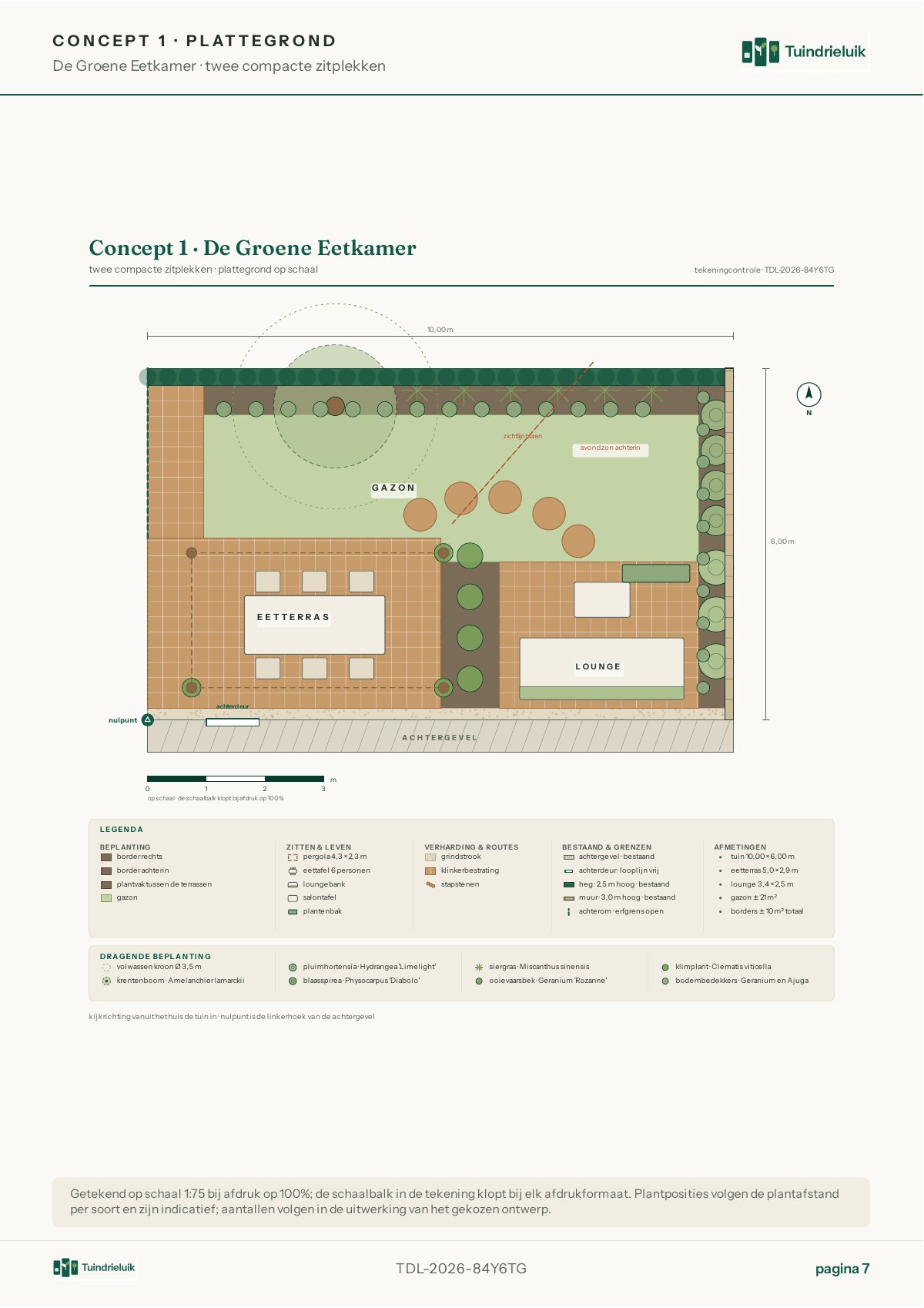 Concept 1 De Groene Eetkamer, plattegrond op schaal