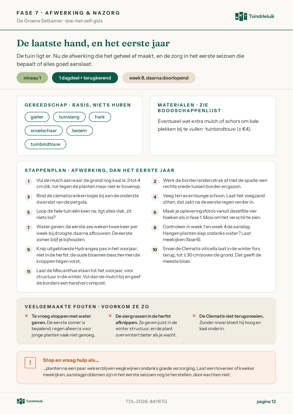 Fase 7: afwerking en nazorg